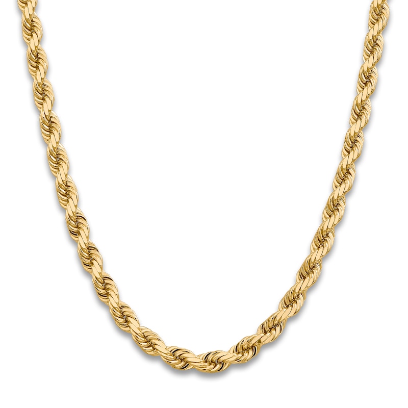 Diamond-Cut Solid Rope Chain Necklace 14K Yellow Gold 24 8.0mm