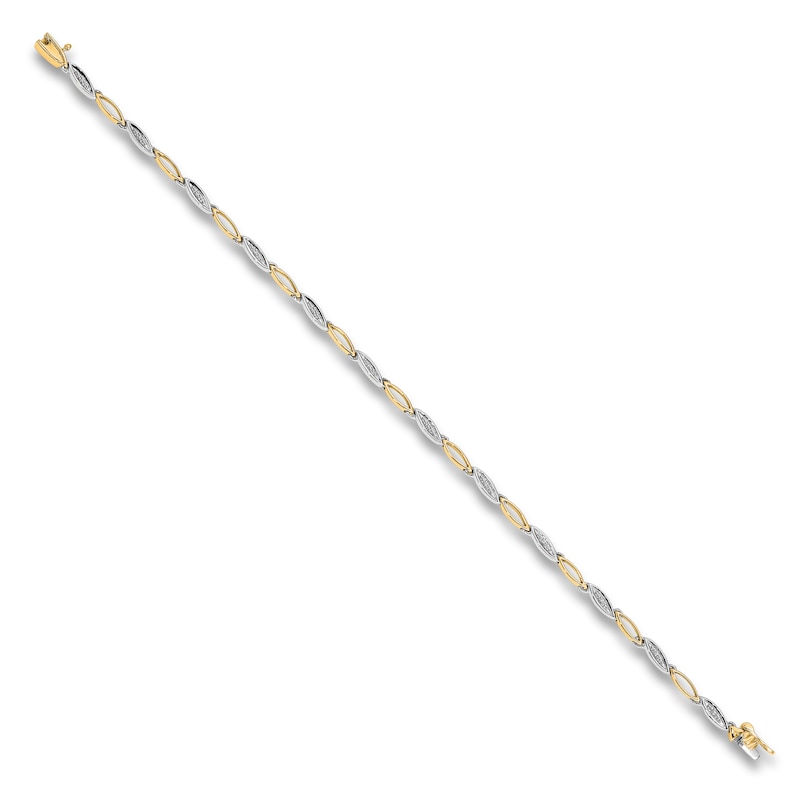 Main Image 1 of High-Polish Marquise Bracelet Diamond Accents 14K Two-Tone Gold 7.5"