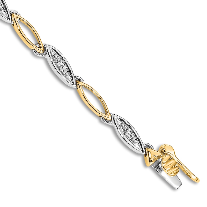 Main Image 2 of High-Polish Marquise Bracelet Diamond Accents 14K Two-Tone Gold 7.5"