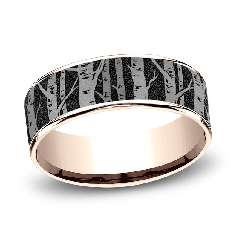 Men's Birch Wedding Band Titanium/14K Rose Gold 7.5mm