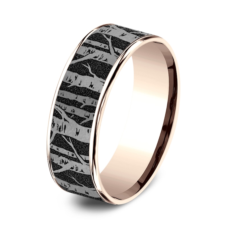 Men's Birch Wedding Band Titanium/14K Rose Gold 7.5mm