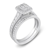 Thumbnail Image 2 of Diamond Halo Bridal Set 3/4 ct tw Baguette/Round 14K White Gold