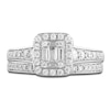 Thumbnail Image 3 of Diamond Halo Bridal Set 3/4 ct tw Baguette/Round 14K White Gold