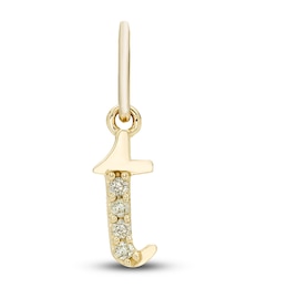 Initial T Necklace Charm Diamond Accents 10K Yellow Gold