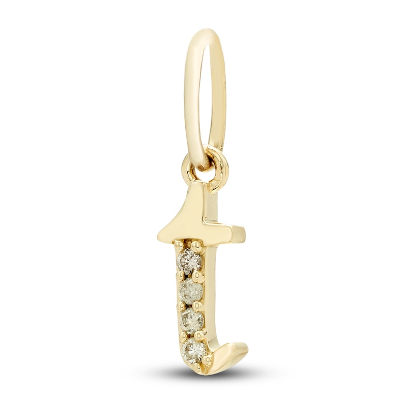 Main Image 2 of Initial T Necklace Charm Diamond Accents 10K Yellow Gold