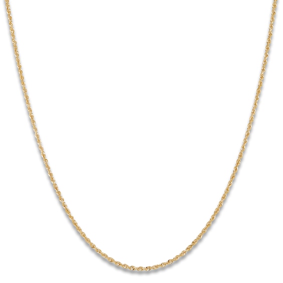 Solid Glitter Rope Necklace 14K Yellow Gold 22" 1.8mm