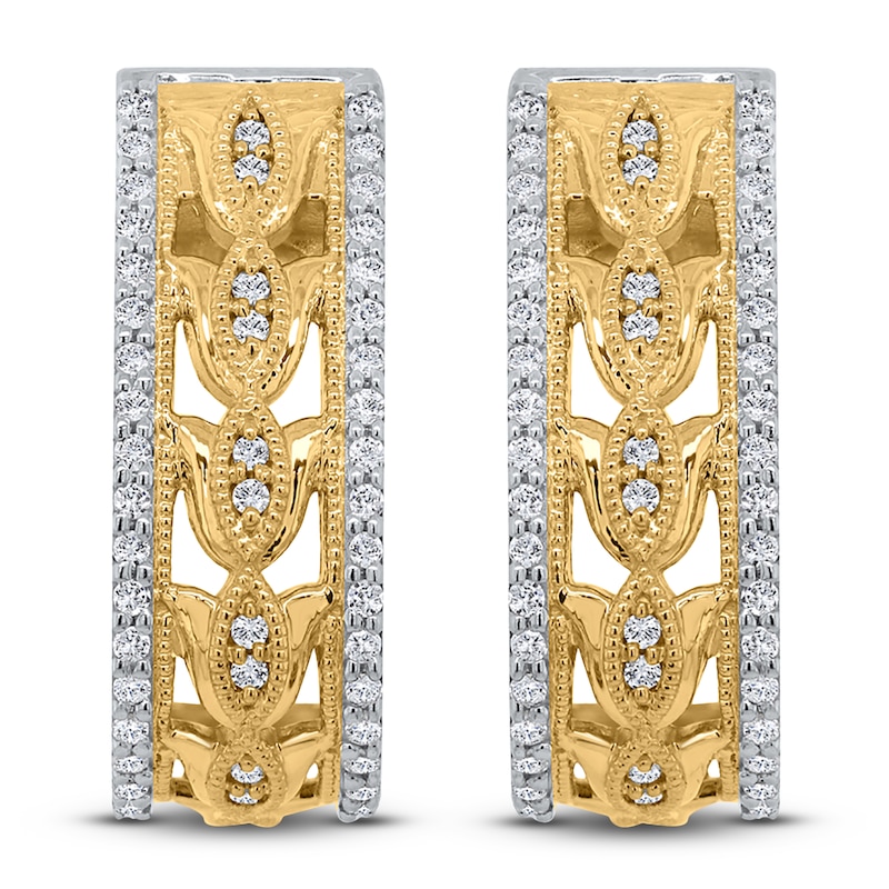 Main Image 1 of Diamond Huggie Earrings 1/4 ct tw Round 14K Yellow Gold