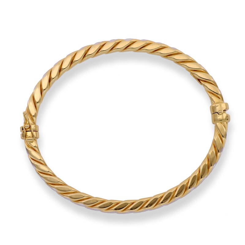 Main Image 3 of Italia D'Oro Diamond-Cut Tube Bangle Bracelet 14K Yellow Gold 5.0mm