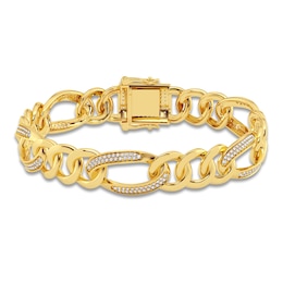 Men's Diamond Cuban Link Bracelet 1-1/2 ct tw Round 14K Yellow Gold 8.5"