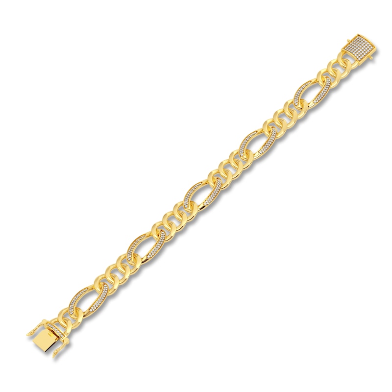 Main Image 2 of Men's Diamond Cuban Link Bracelet 1-1/2 ct tw Round 14K Yellow Gold 8.5"