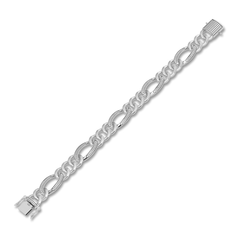 Main Image 2 of Men's Diamond Cuban Link Bracelet 1-1/2 ct tw Round 14K White Gold 8.5"