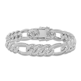 Men's Diamond Bracelet 3 ct tw Round 14K White Gold 8.5"