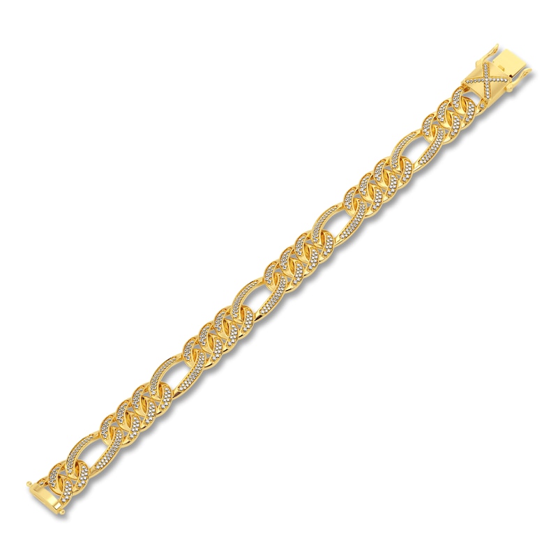 Main Image 2 of Men's Diamond Bracelet 3 ct tw Round 14K Yellow Gold 8.5"