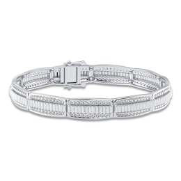 Men's Diamond Bracelet 3 ct tw Round 14K White Gold 8.5"