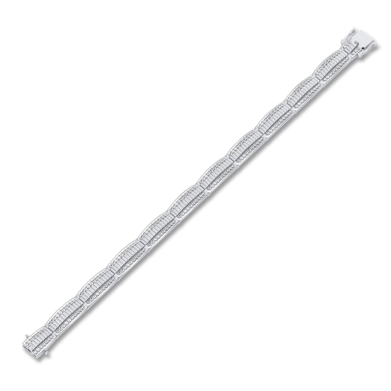 Main Image 2 of Men's Diamond Bracelet 3 ct tw Round 14K White Gold 8.5"