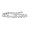 Thumbnail Image 0 of Lab-Created Diamond Bracelet 8-1/2 ct tw Emerald/Princess/Round/Baguette 14K White Gold 7.25"