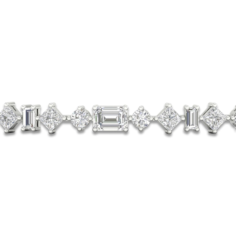 Main Image 2 of Lab-Grown Diamond Tennis Bracelet 8-1/2 ct tw Emerald/Princess/Round/Baguette 14K White Gold 7.25"