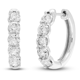 Diamond Hoop Earrings 2 ct tw Round 14K White Gold
