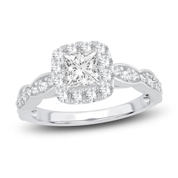 Diamond Engagement Ring 1-1/3 ct tw Princess/Round 14K White Gold