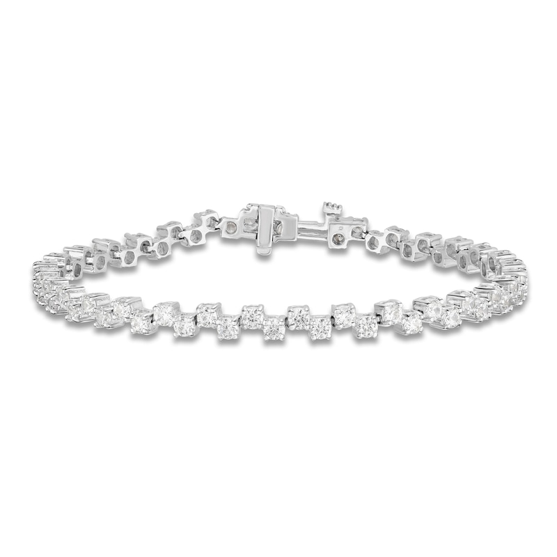 Main Image 1 of Diamond Tennis Bracelet 5 ct tw Round 14K White Gold 7"