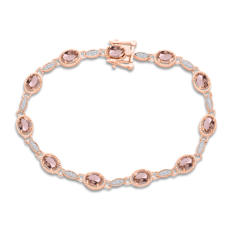 Main Image 1 of Kallati Oval-Cut Natural Morganite Bracelet 1/3 ct tw Diamonds 14K Rose Gold 7.5"
