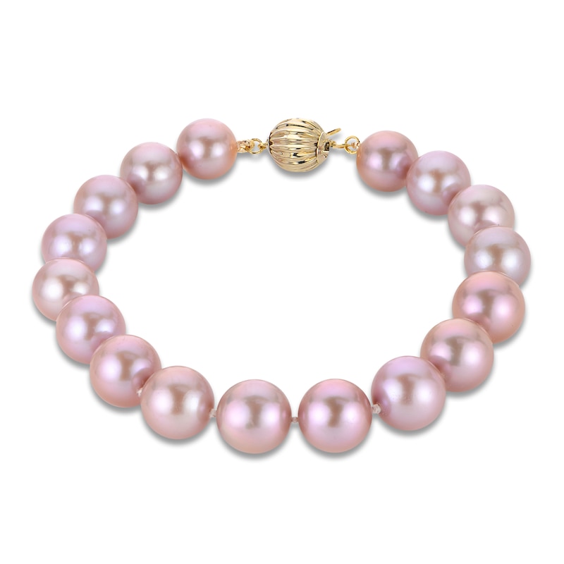 Pink Freshwater Cultured Pearl Bracelet 14K Yellow Gold 8"