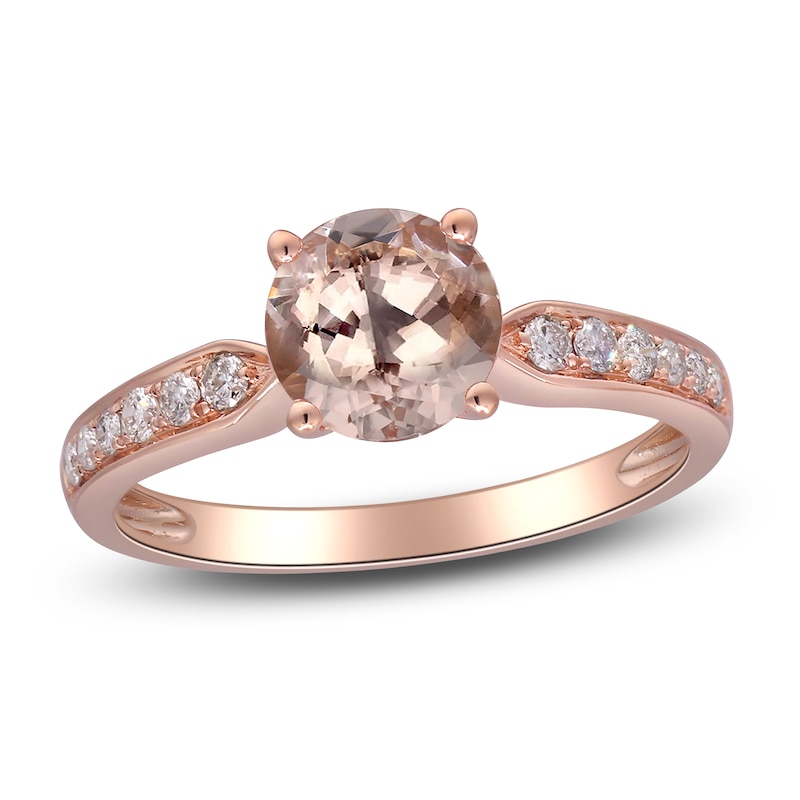Natural Morganite & Diamond Engagement Ring 1/5 ct tw 14K Rose Gold