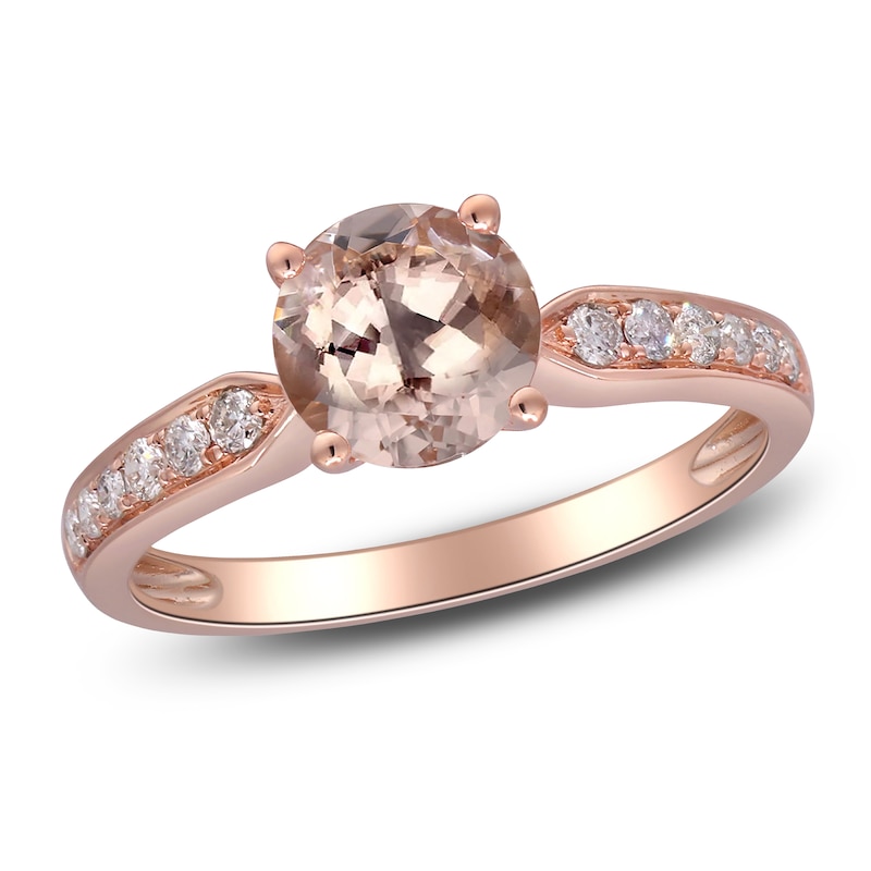 Natural Morganite & Diamond Engagement Ring 1/5 ct tw 14K Rose Gold