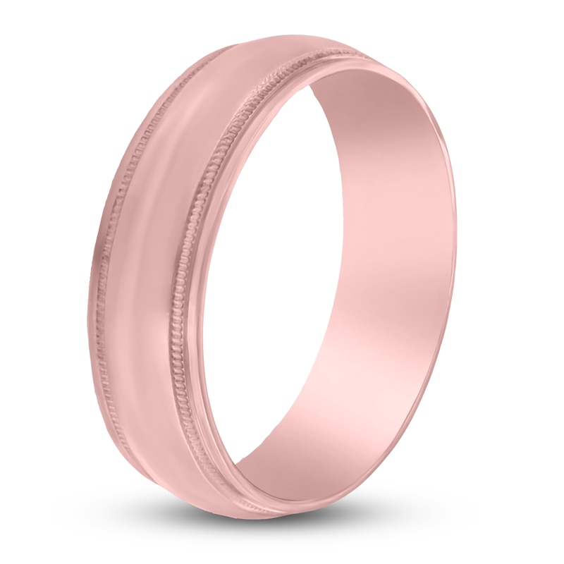 Main Image 2 of Milgrain Beveled Wedding Band 14K Rose Gold 8mm