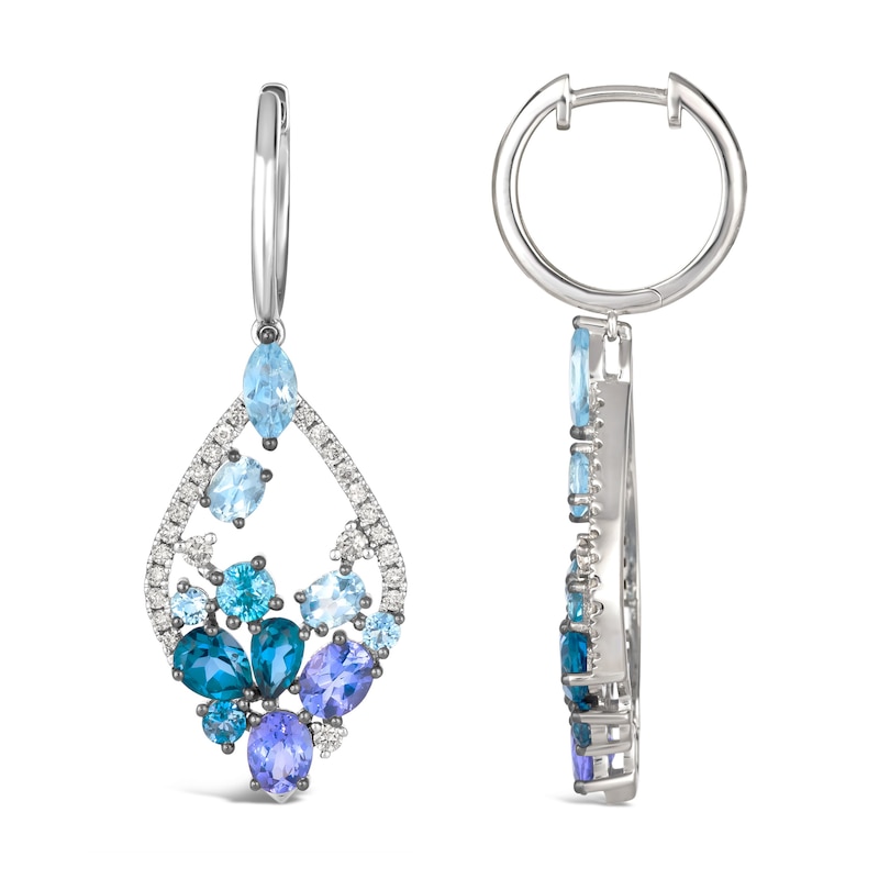 Le Vian Mare Azzurro Natural Multi-Gemstone Earrings 3/8 ct tw 14K Vanilla Gold