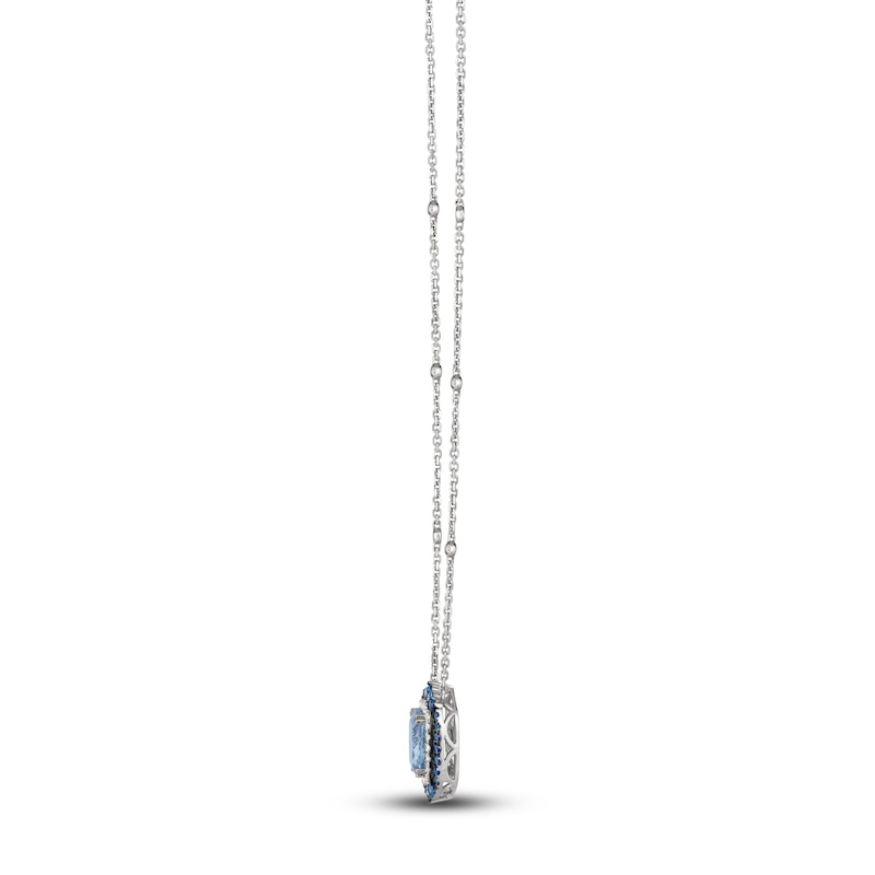 Le Vian Natural Sapphire , Aquamarine & Diamond Necklace 3/8 ct tw Platinum