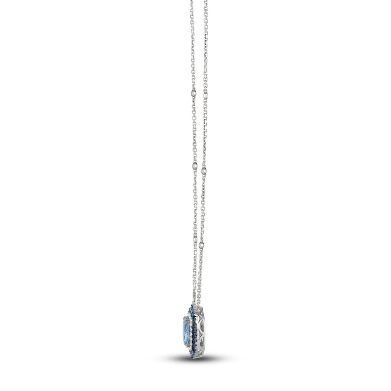 Main Image 2 of Le Vian Natural Sapphire , Aquamarine & Diamond Necklace 3/8 ct tw Platinum