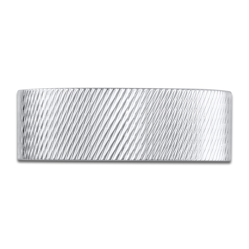 Main Image 3 of High-Polish Textured Wedding Band 14K White Gold 8.0mm