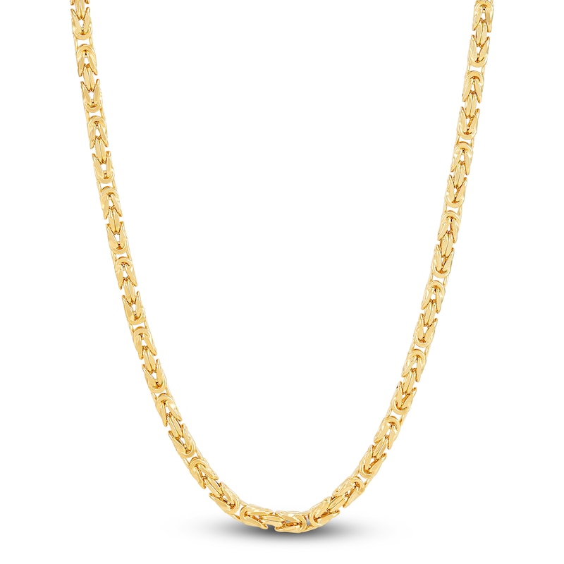 Main Image 1 of Hollow Byzantine Chain Necklace 3.95mm 14K Yellow Gold 22"