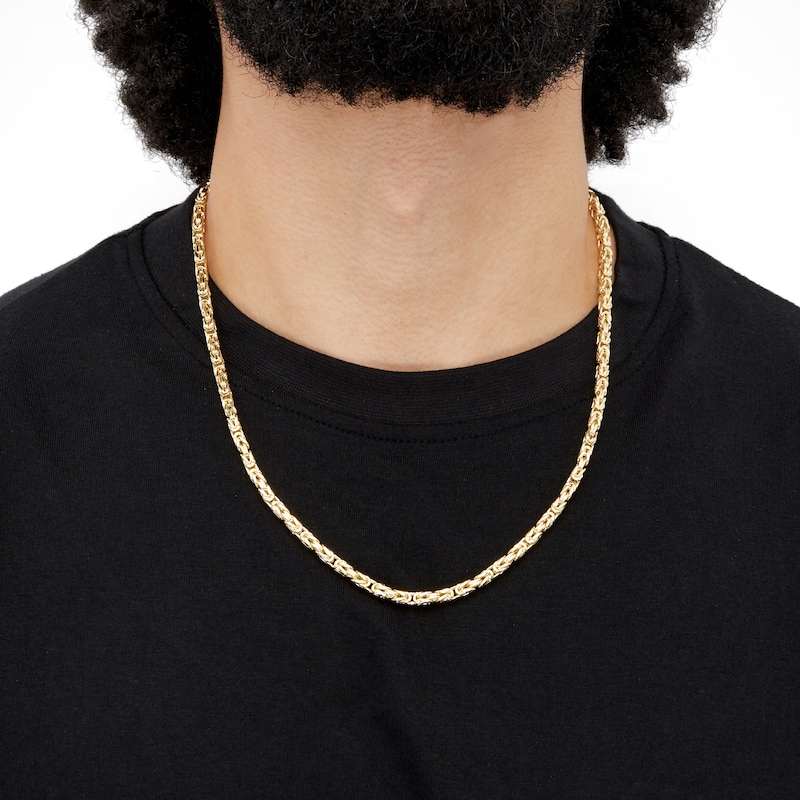 Main Image 2 of Hollow Byzantine Chain Necklace 3.95mm 14K Yellow Gold 22"