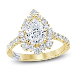Pnina Tornai Lab-Grown Diamond Pear-Shaped Halo Engagement Ring 2-1/2 ct tw 14K Yellow Gold