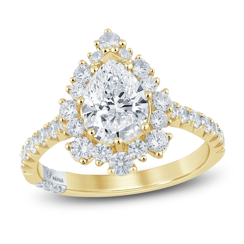 Main Image 1 of Pnina Tornai Lab-Grown Diamond Pear-Shaped Halo Engagement Ring 2-1/2 ct tw 14K Yellow Gold