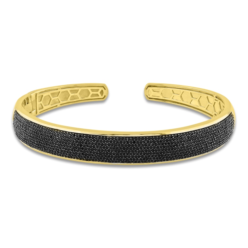 Main Image 1 of Men's Black Diamond Cuff Bangle Bracelet 2-3/4 ct tw 10K Yellow Gold