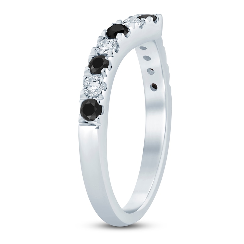 Main Image 2 of Black & White Diamond Chevron Anniversary Ring 1/2 ct tw 14K White Gold