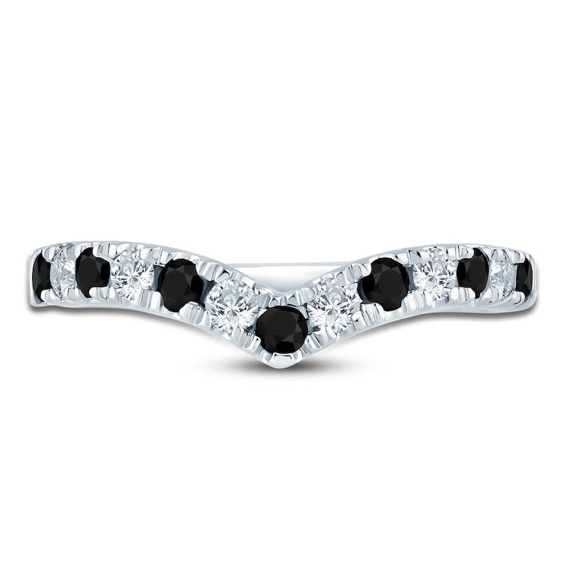 Main Image 3 of Black & White Diamond Chevron Anniversary Ring 1/2 ct tw 14K White Gold