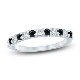 Black & White Diamond Anniversary Ring 1/2 ct tw 14K White Gold