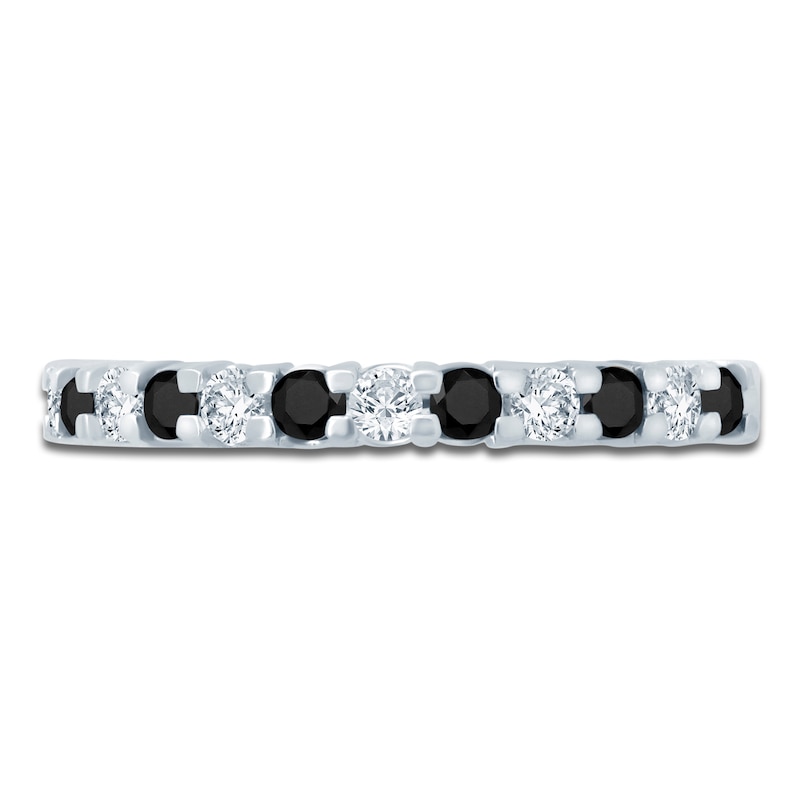 Main Image 3 of Black & White Diamond Anniversary Ring 1/2 ct tw 14K White Gold