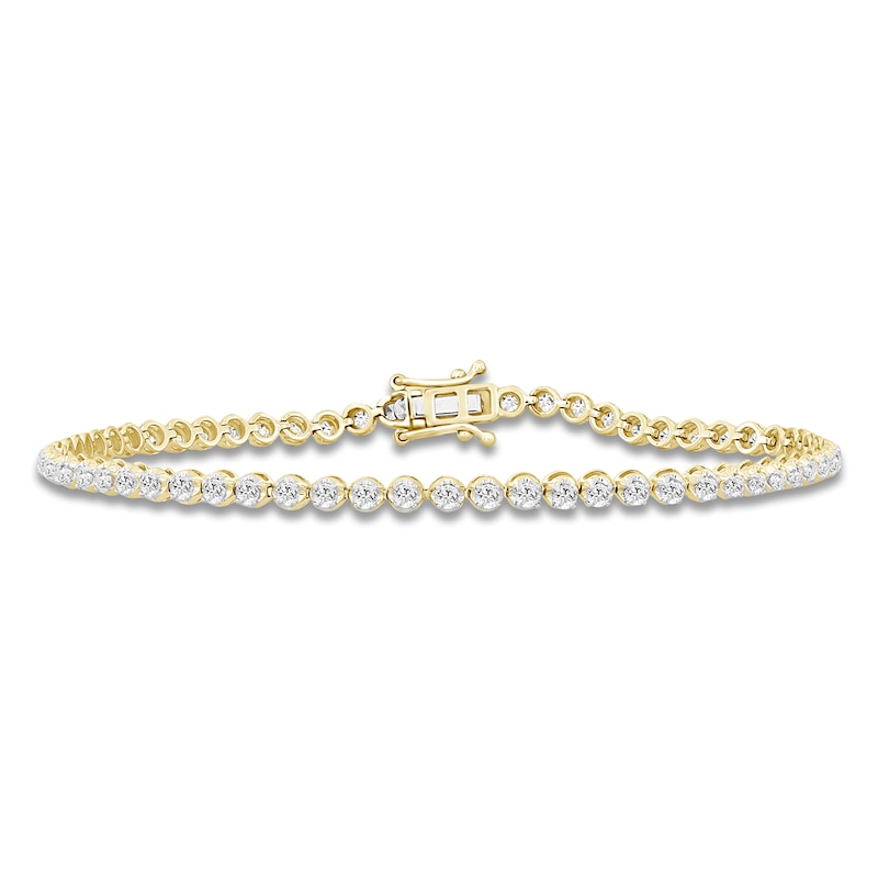 Main Image 1 of Men's Lab-Grown Diamond Tennis Bracelet 2-1/4 ct tw 14K Yellow Gold 8"