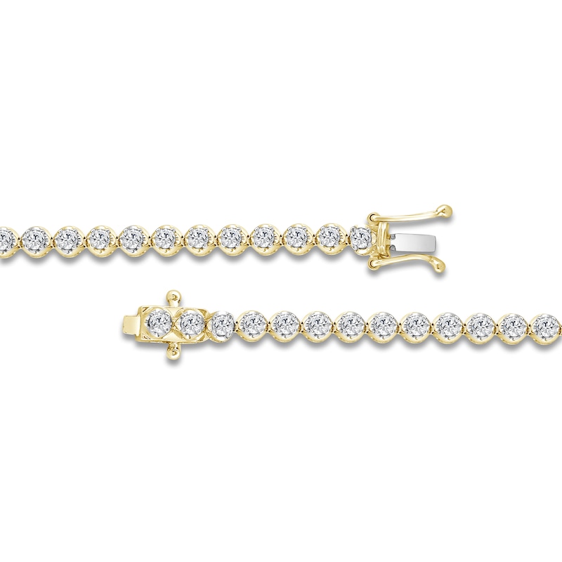 Main Image 3 of Men's Lab-Grown Diamond Tennis Bracelet 2-1/4 ct tw 14K Yellow Gold 8"