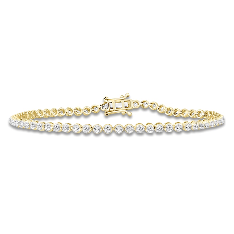 Main Image 1 of Men's Lab-Created Diamond Tennis Bracelet 2-1/3 ct tw 14K Yellow Gold 8.25&quot;