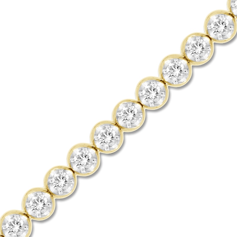 Main Image 2 of Men's Lab-Created Diamond Tennis Bracelet 2-1/3 ct tw 14K Yellow Gold 8.25&quot;