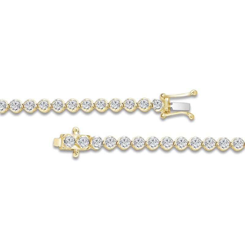 Main Image 3 of Men's Lab-Created Diamond Tennis Bracelet 2-1/3 ct tw 14K Yellow Gold 8.25&quot;