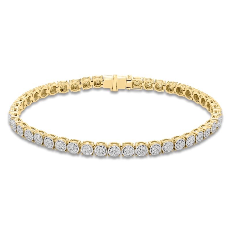 Main Image 1 of Men's Diamond Composite Round Link Tennis Bracelet 1 ct tw 10K Yellow Gold 8"