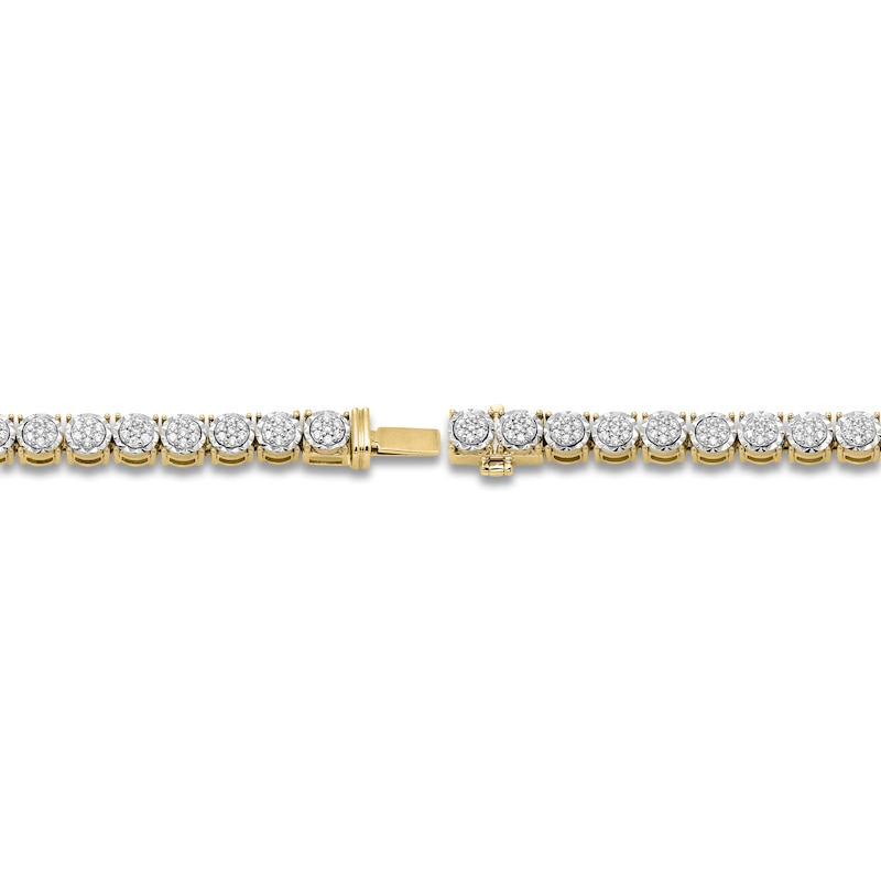 Main Image 2 of Men's Diamond Composite Round Link Tennis Bracelet 1 ct tw 10K Yellow Gold 8"