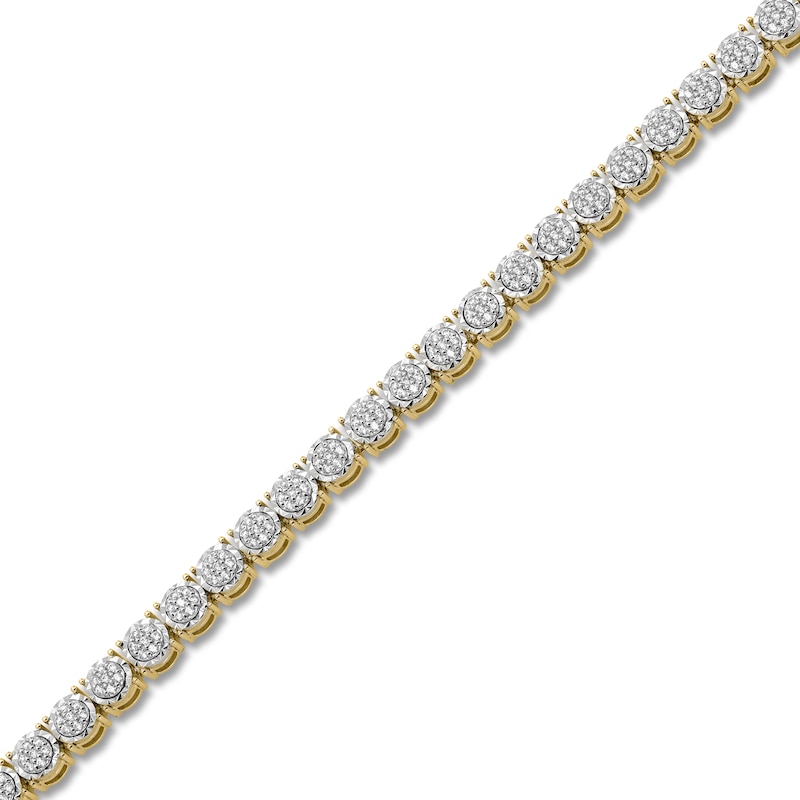 Main Image 3 of Men's Diamond Composite Round Link Tennis Bracelet 1 ct tw 10K Yellow Gold 8"